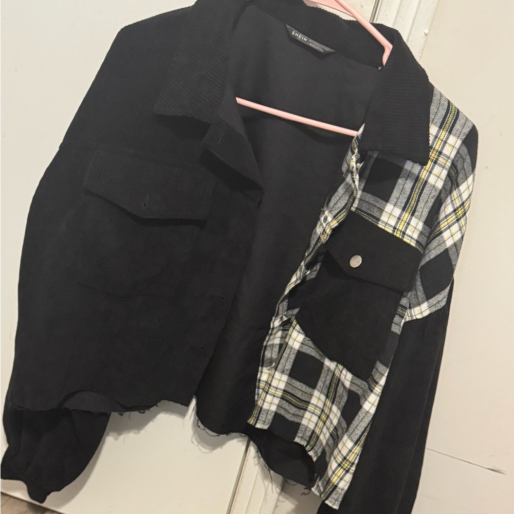 SHEIN Black and Plaid Jacket